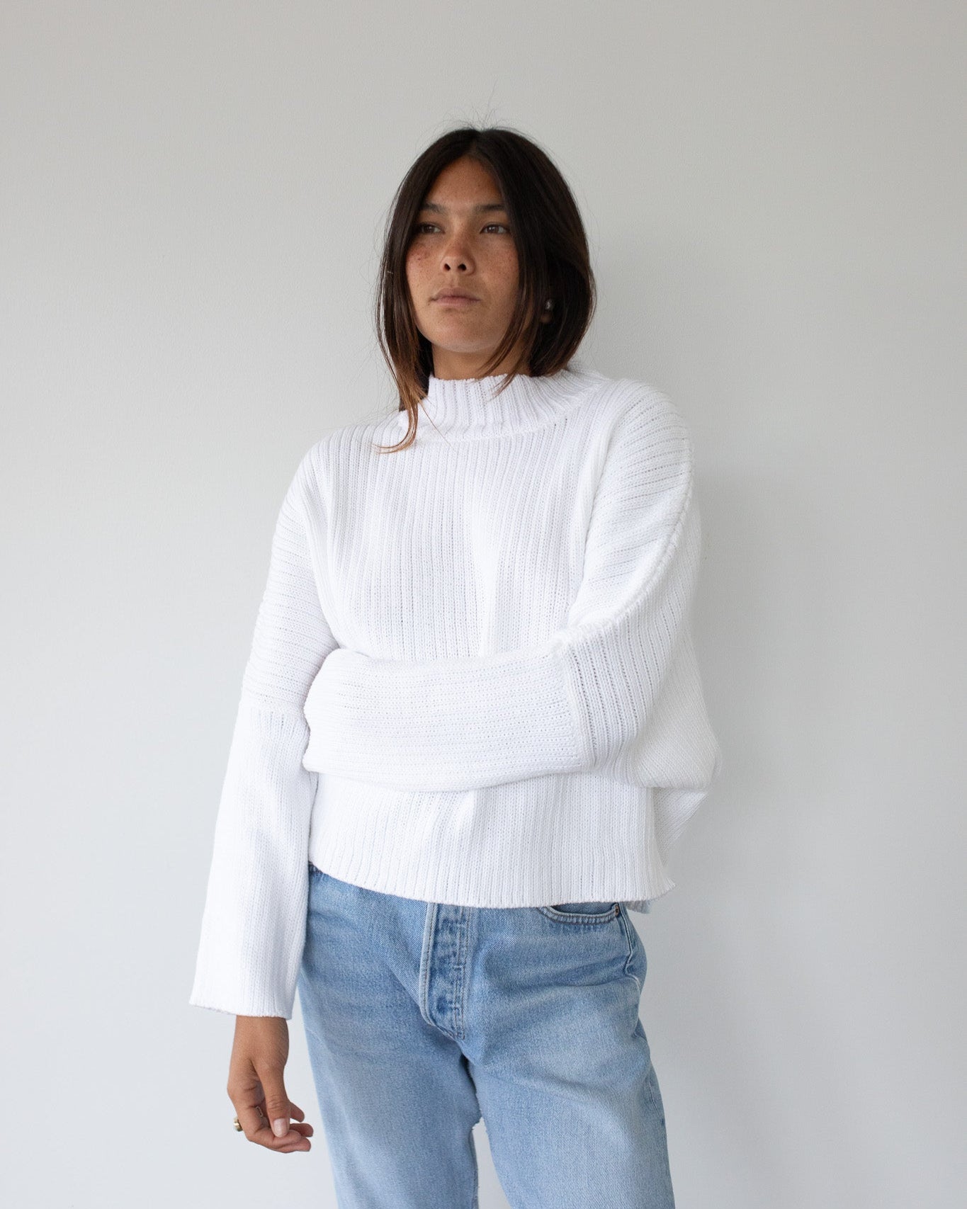 Mock Neck Crop Sweater