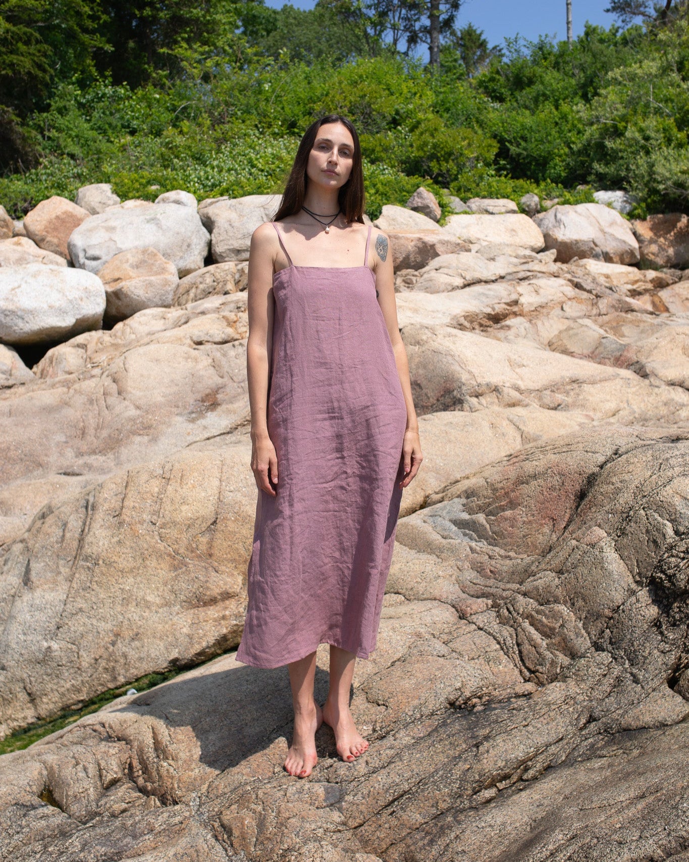 linean dress Maxi linen dress AGRA in White