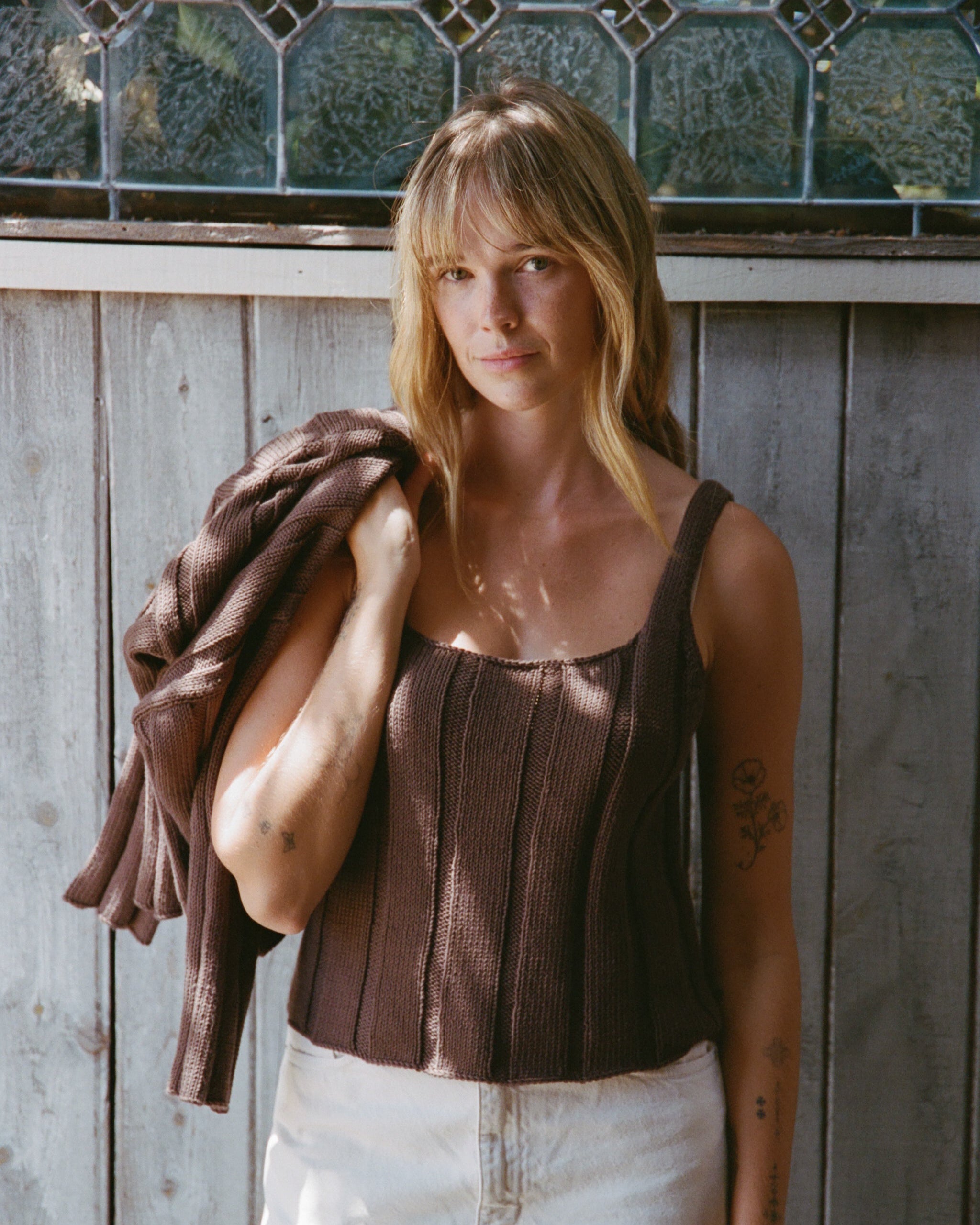 Anne Ribbed Knit Tank, Chocolate