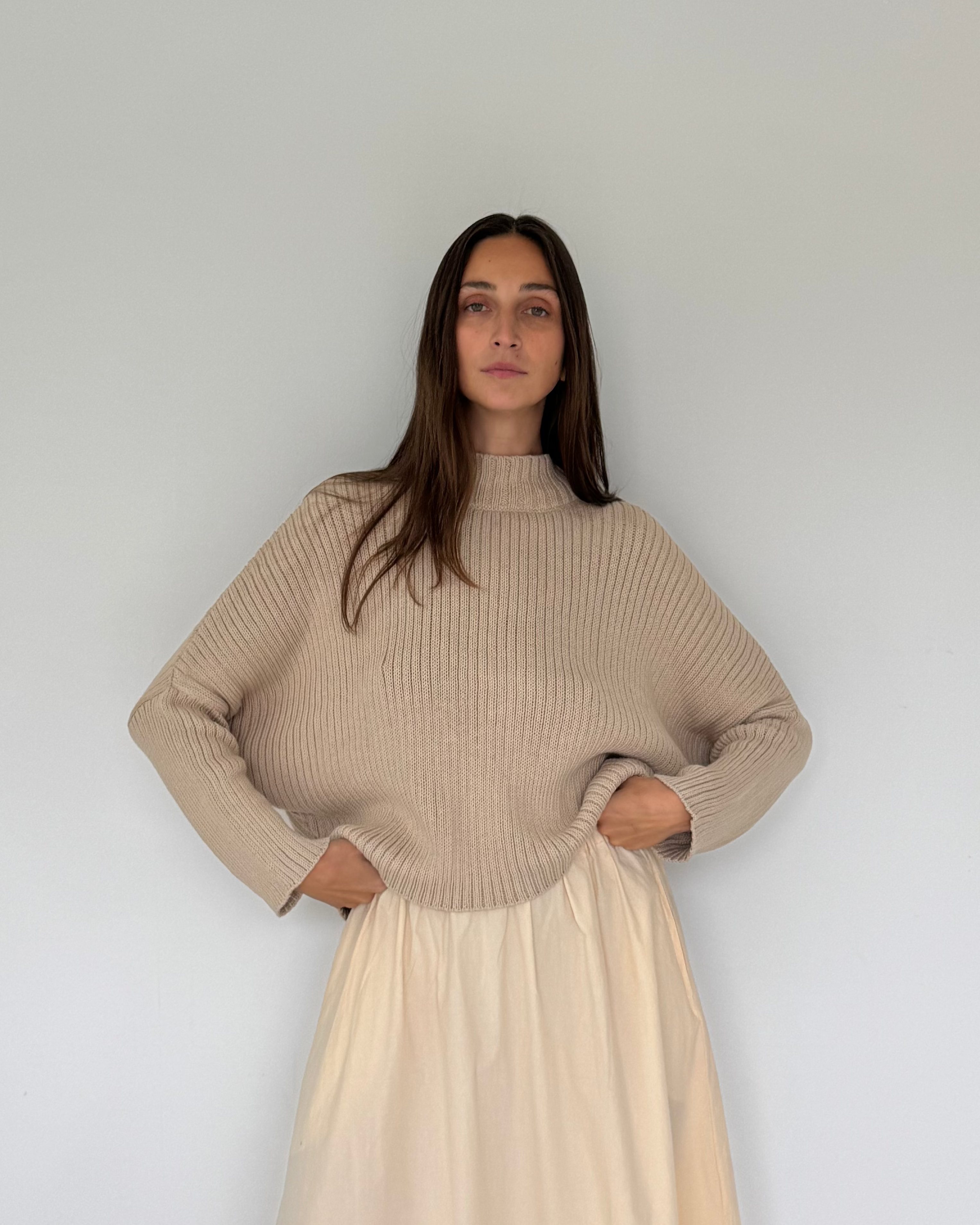 Mock Neck Crop Sweater