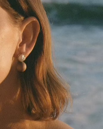 Antique Wood & Pearl Earrings