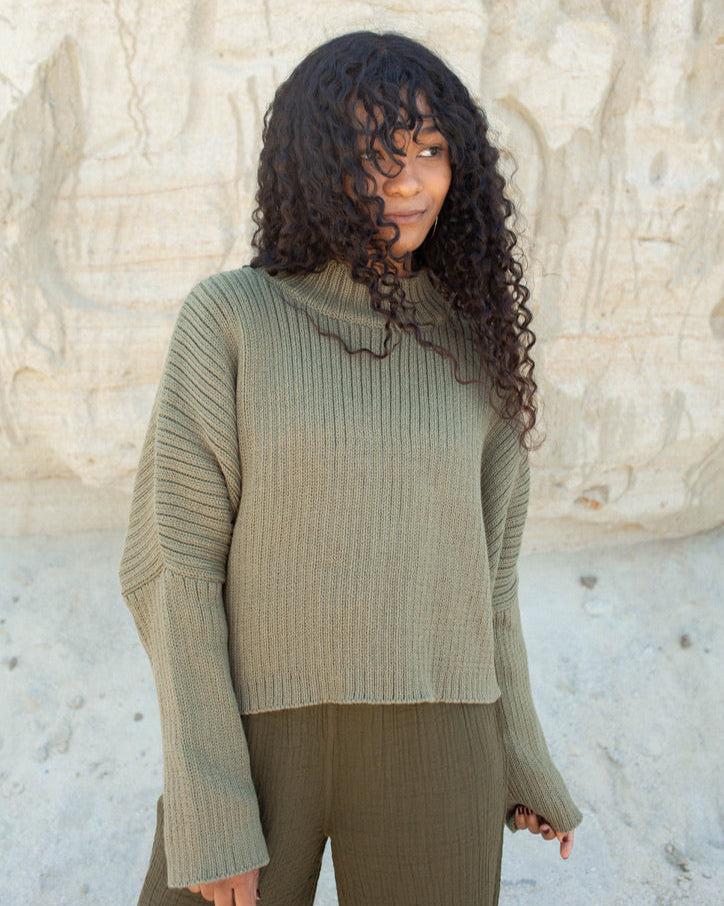 Mock Neck Crop Sweater
