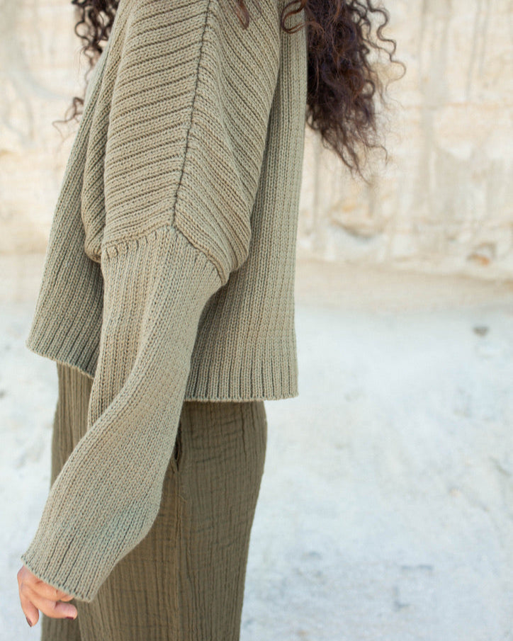 Mock Neck Crop Sweater