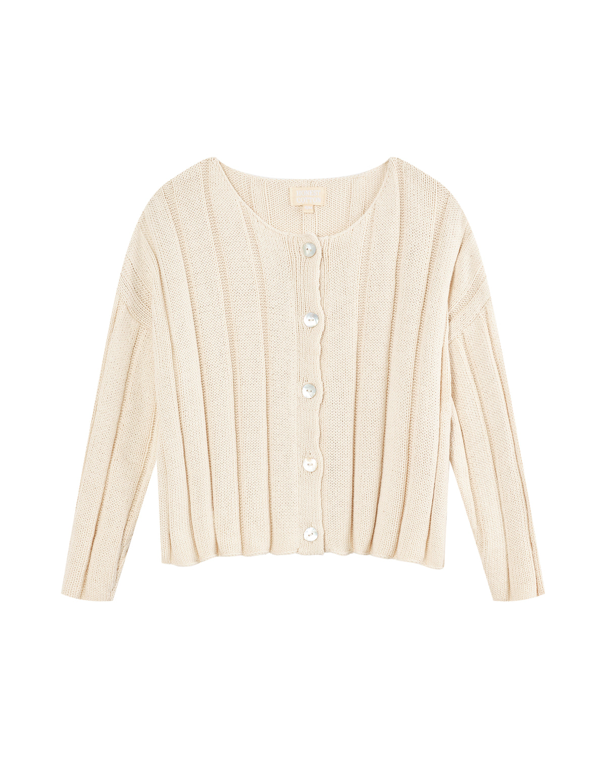 Anne Ribbed Knit Cardigan, Cream