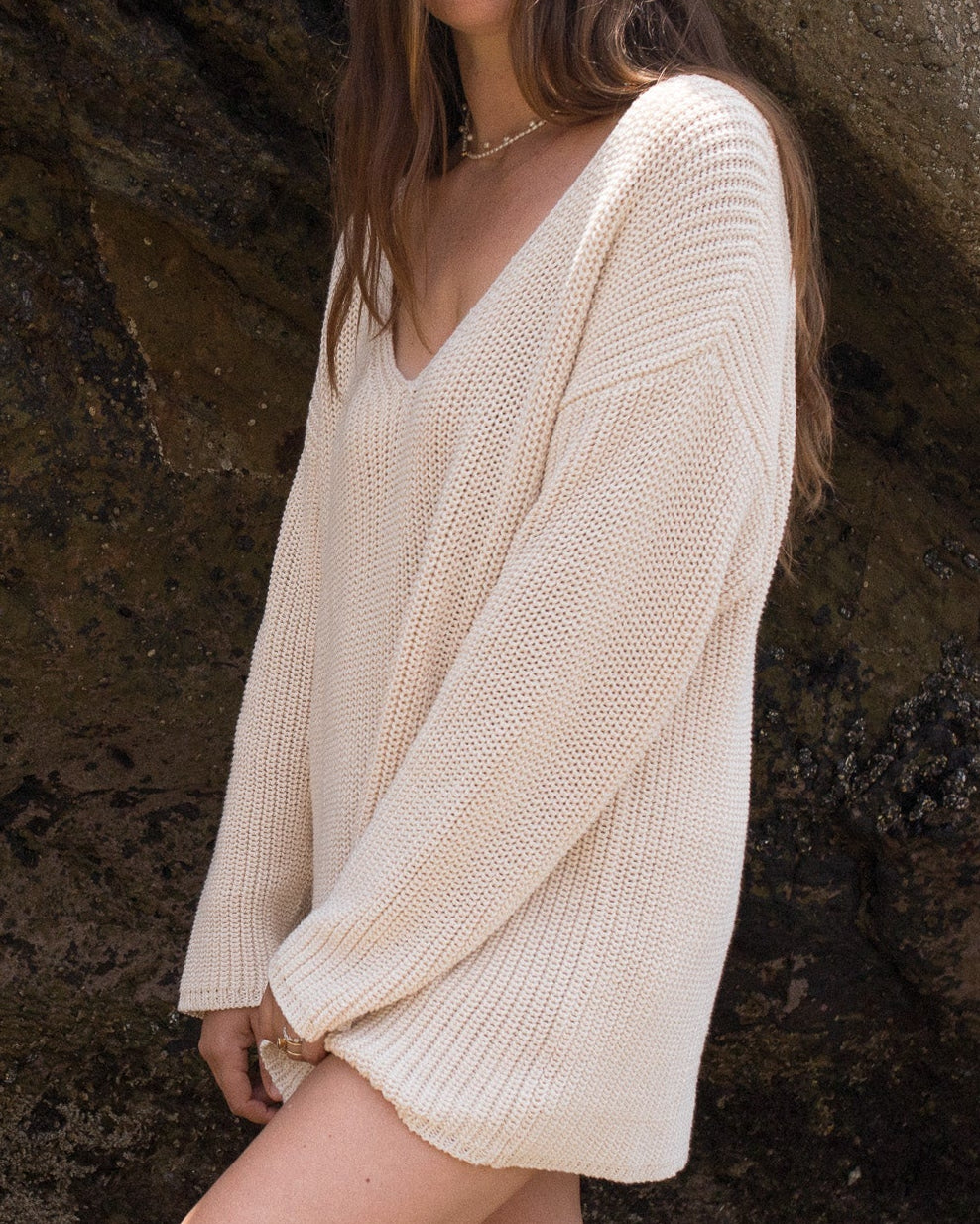 V Neck Tunic Sweater