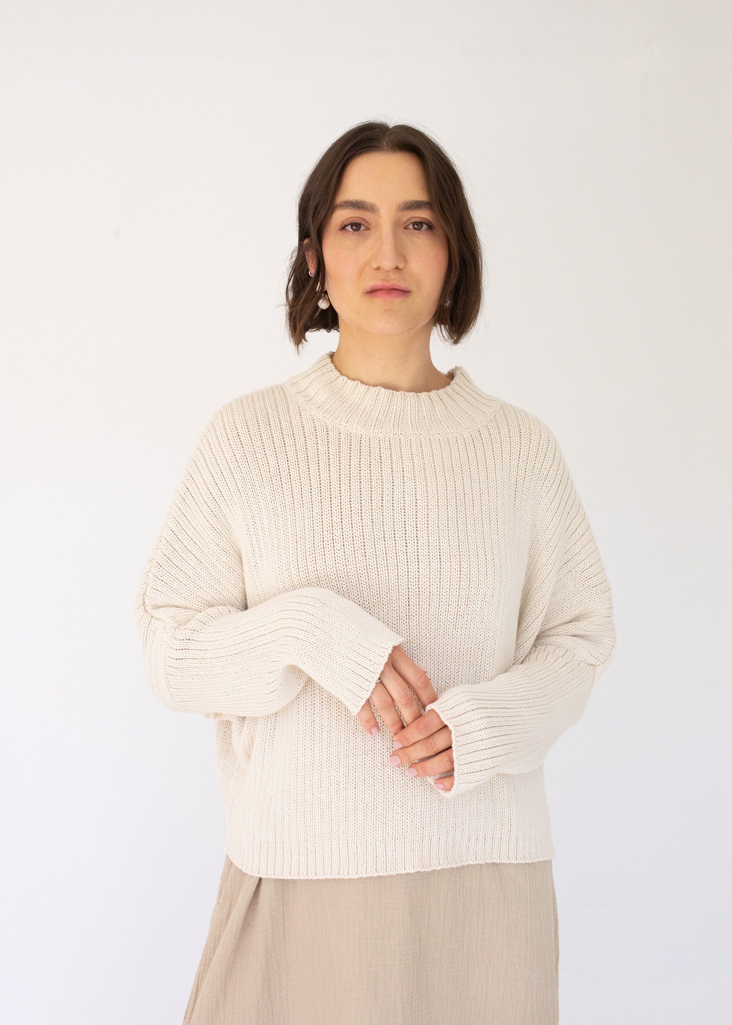 Mock Neck Crop Sweater