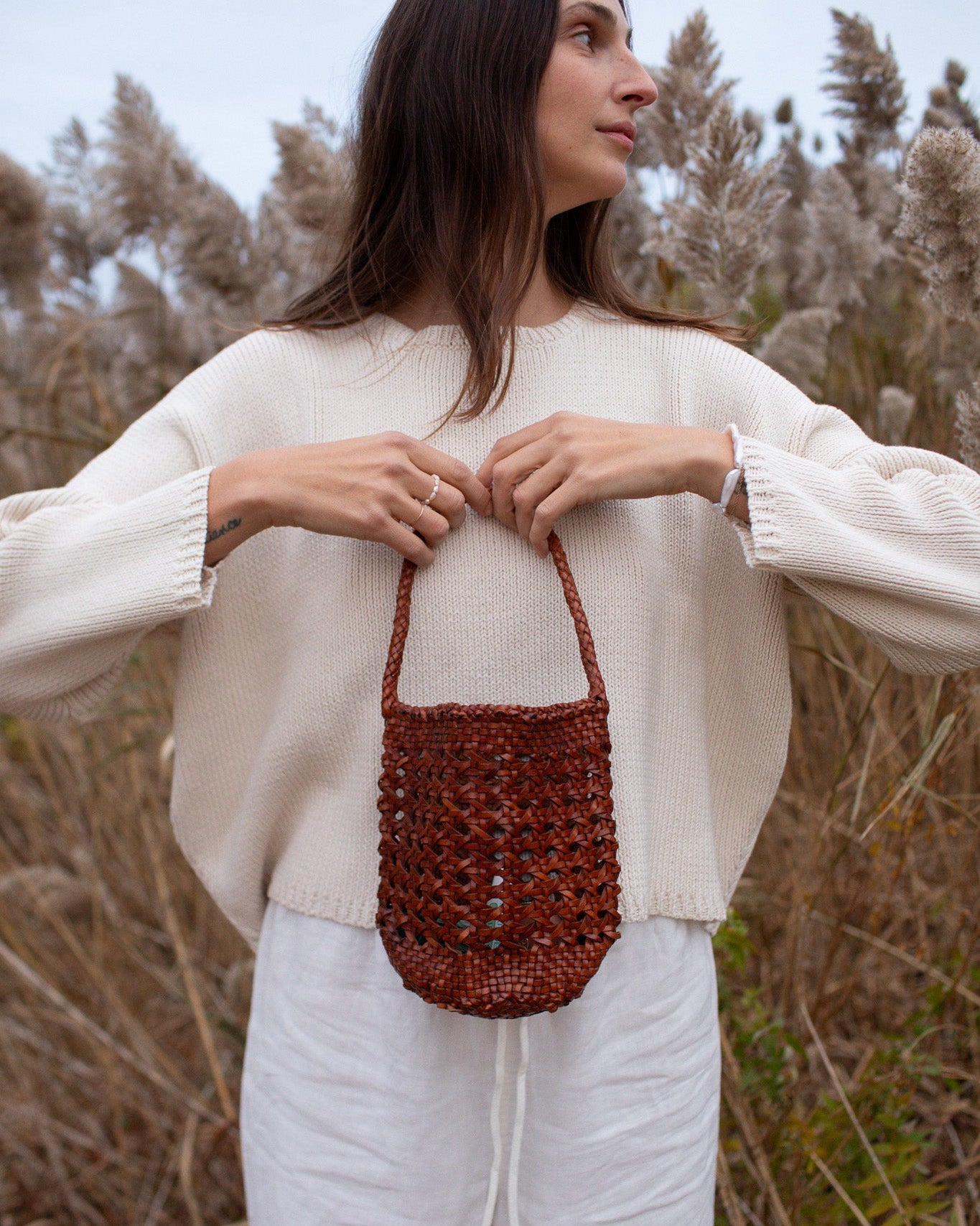 Woven Leather Hand Bag