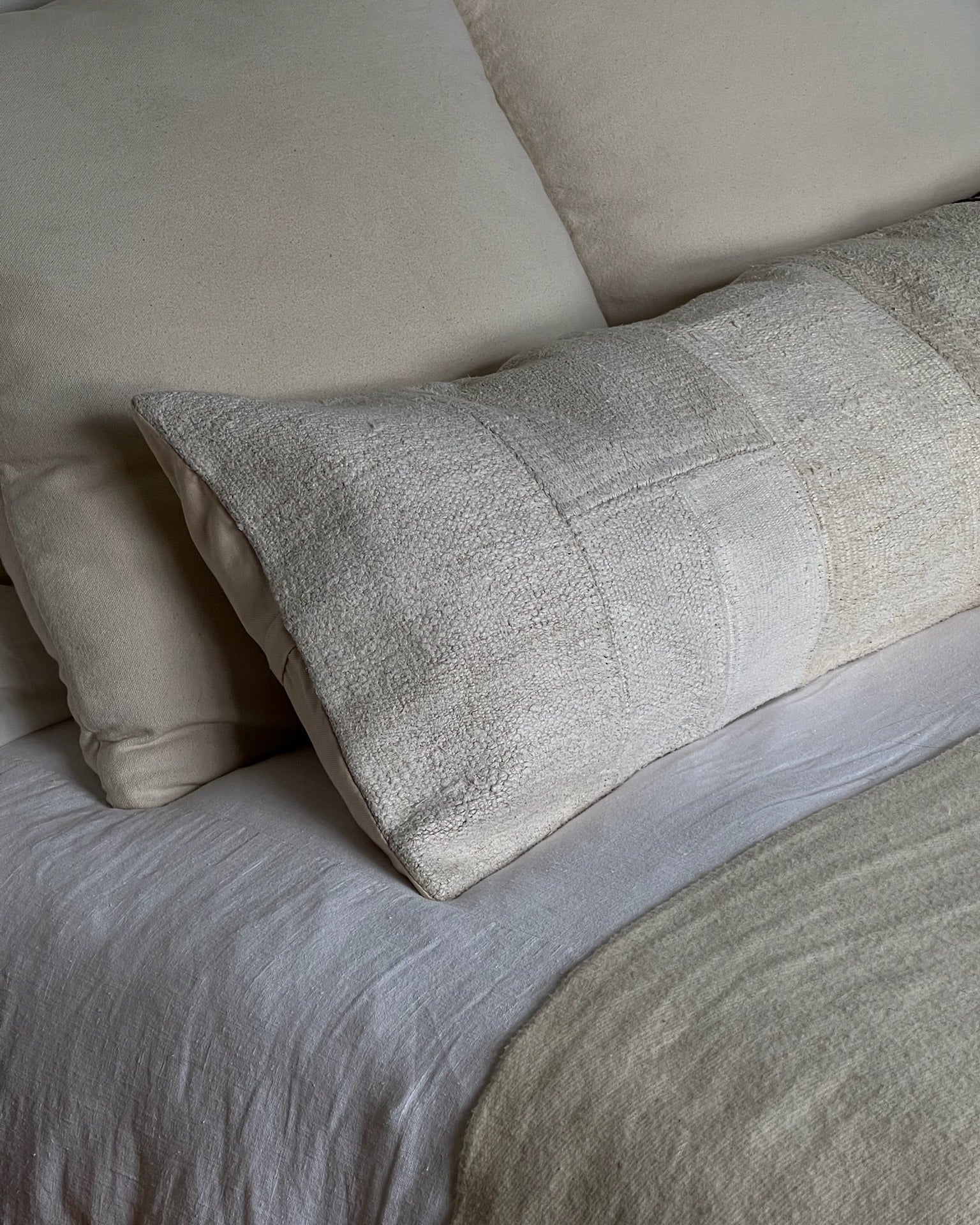 Honest Cotton Hemp Lumbar Pillow Cover No. 2, part of the same handmade collection