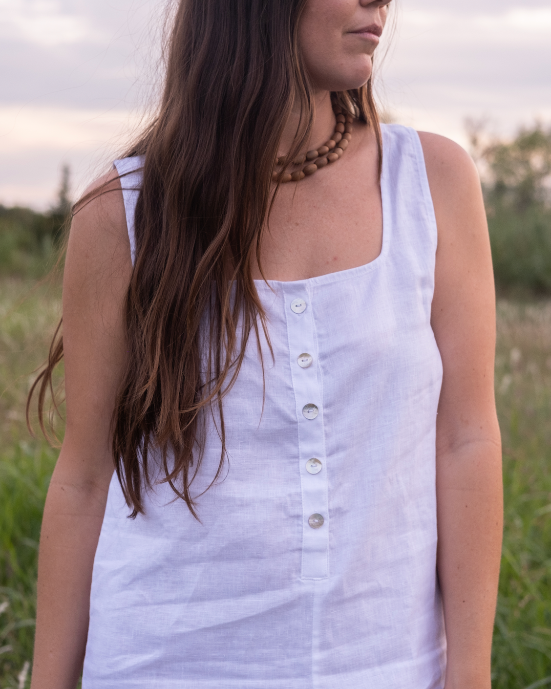 Square Neck Linen Dress