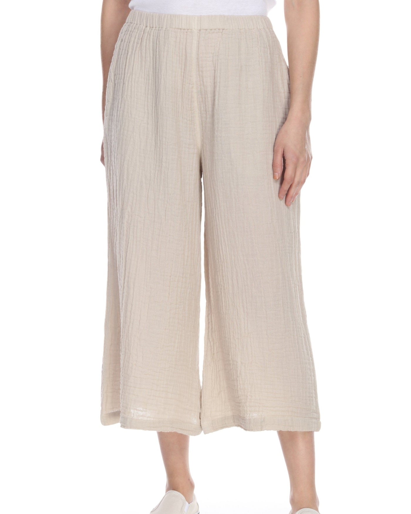 Crop Palazzo Pant - Handmade 100% Cotton Wide Leg with Pockets